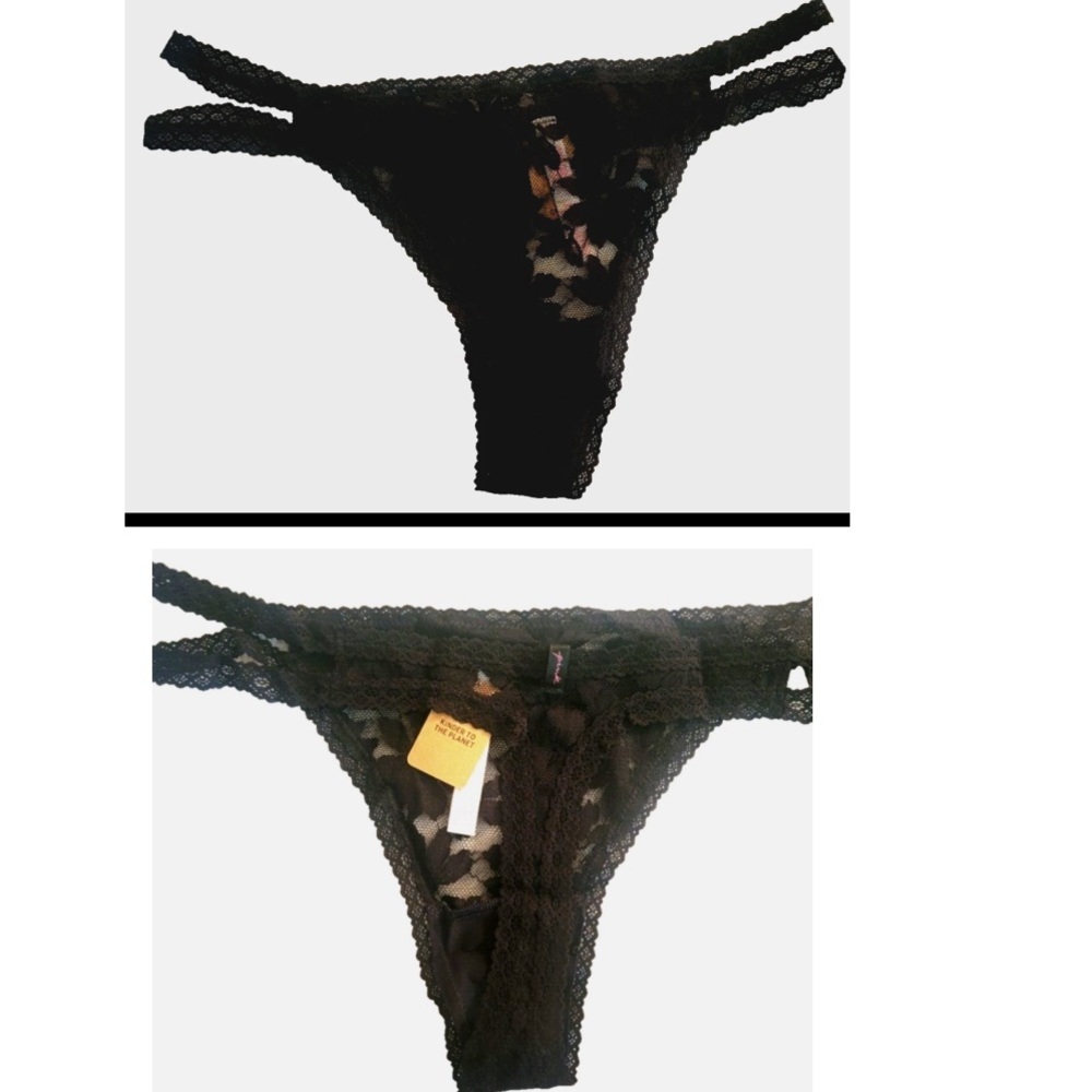 Victoria Secret Double Strap Lace Kinder To the Planet Thong NWT